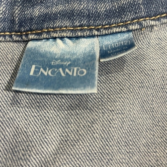 Encanto Denim jacket with design on back. Girls denim size L(10/12). Super cute - Picture 3 of 4